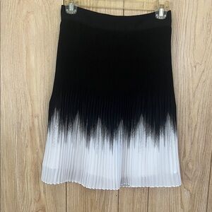 Black and White Ombre Pleated Skirt - Elegant Skater Style
